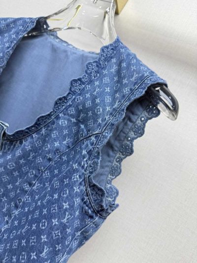 Louis Vuitton Denim Button-Front Top in Blue