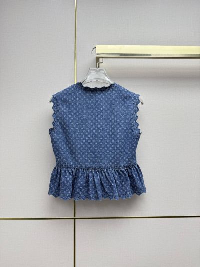 Louis Vuitton Denim Button-Front Top in Blue