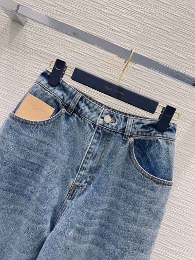 Louis Vuitton Denim Embroidered Pants in Blue