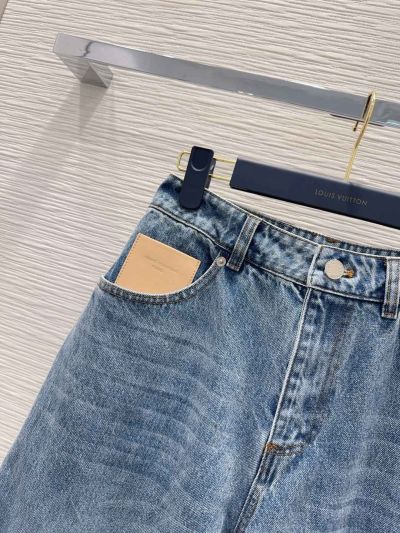 Louis Vuitton Denim Embroidered Pants in Blue