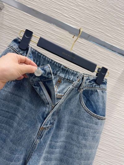 Louis Vuitton Denim Embroidered Pants in Blue