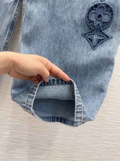 Louis Vuitton Denim Embroidered Pants in Blue