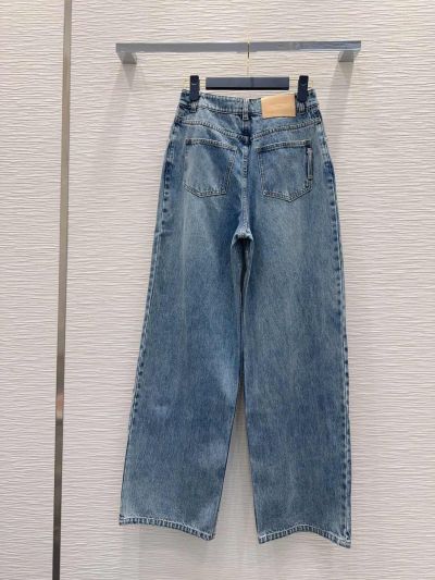 Louis Vuitton Denim Embroidered Pants in Blue