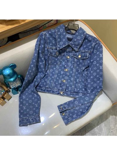 Louis Vuitton Denim Long Sleeve Coat in Blue