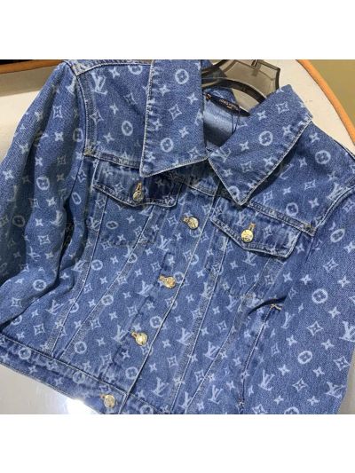 Louis Vuitton Denim Long Sleeve Coat in Blue