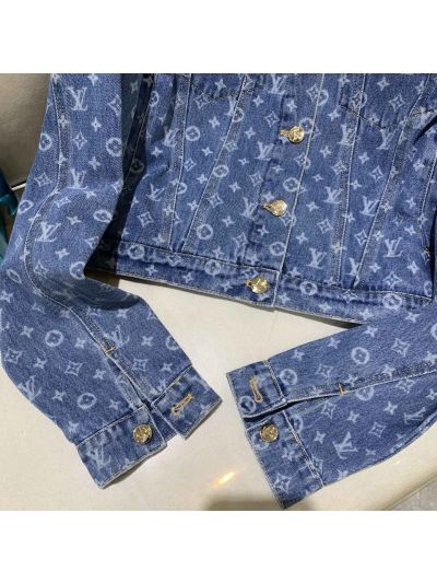 Louis Vuitton Denim Long Sleeve Coat in Blue