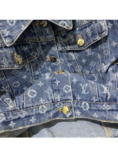 Louis Vuitton Denim Long Sleeve Coat in Blue