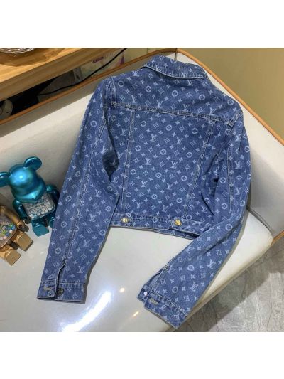 Louis Vuitton Denim Long Sleeve Coat in Blue