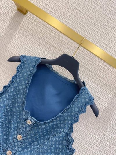 Louis Vuitton Denim Sleeveless Top in Blue and White