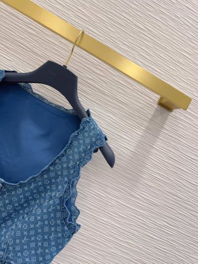 Louis Vuitton Denim Sleeveless Top in Blue and White