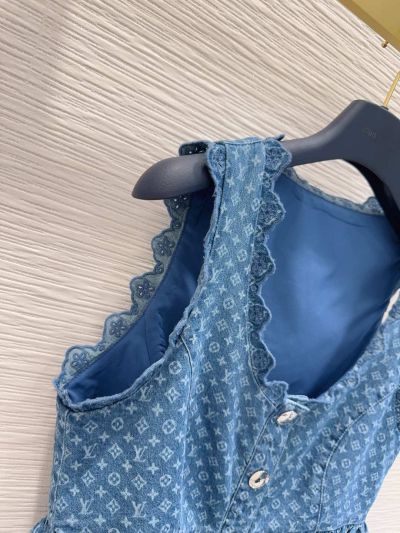 Louis Vuitton Denim Sleeveless Top in Blue and White