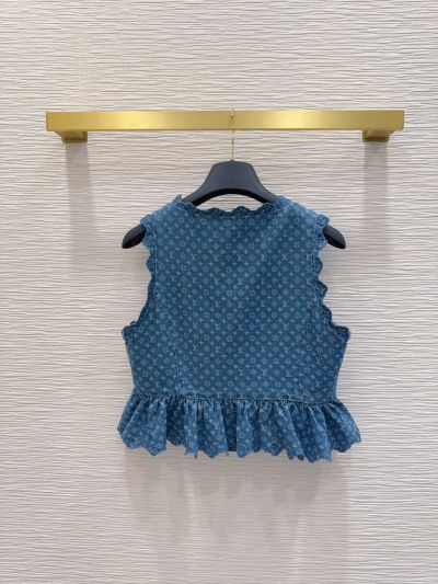 Louis Vuitton Denim Sleeveless Top in Blue and White