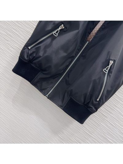 Louis Vuitton Double-Breasted Monogram Coat in Navy and Brown