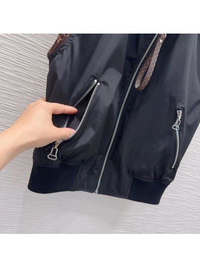 Louis Vuitton Double-Breasted Monogram Coat in Navy and Brown