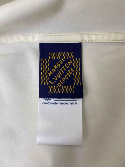 Louis Vuitton Embroidered Contrast-Trim Dress in White and Beige