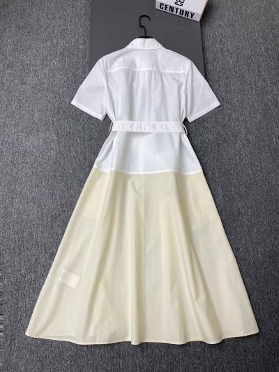 Louis Vuitton Embroidered Contrast-Trim Dress in White and Beige
