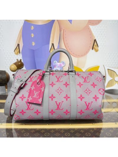 Louis Vuitton Gray and Pink Monogram Travel Bag