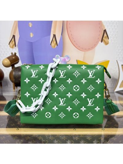 Louis Vuitton Green and White Monogram Chain Pouch Bag