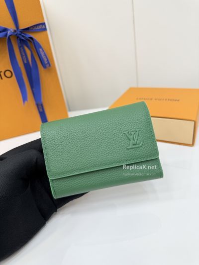 Louis Vuitton Green Grained Flap Wallet