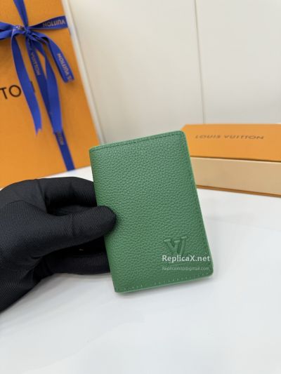 Louis Vuitton Green Grained Vertical Pocket Wallet