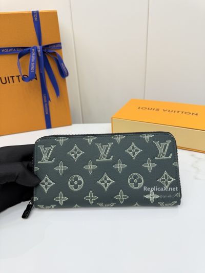 Louis Vuitton Green Monogram Zip Around Long Wallet