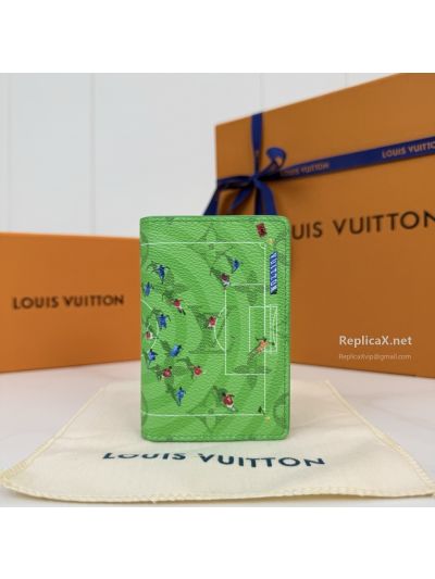 Louis Vuitton Green Patterned Folding Card Holder