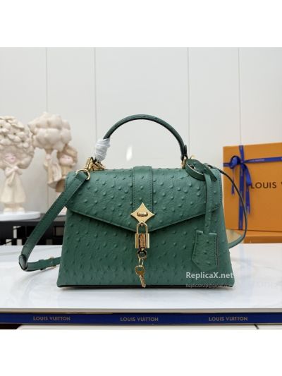 Louis Vuitton Green Quill-Pattern Flap Top Handle Bag Premium