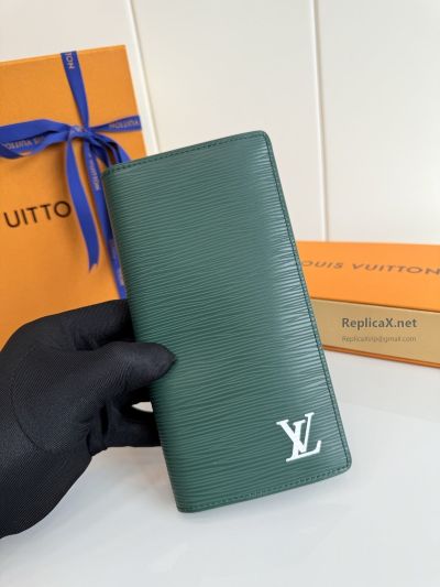 Louis Vuitton Green Ribbed Long Fold Wallet