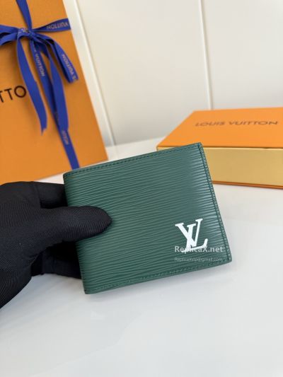 Louis Vuitton Green Ribbed Square Bifold Wallet