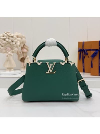 Louis Vuitton Green Top Handle Bag with Floral Hardware Detail