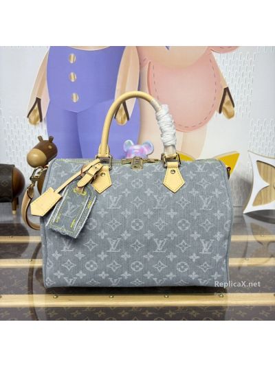 Louis Vuitton Grey Blue Monogram Twin Handle Zip Bag