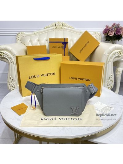 Louis Vuitton Grey Grained Flap Belt Bag