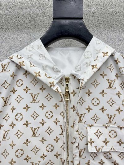 Louis Vuitton Hooded Belted Coat in White