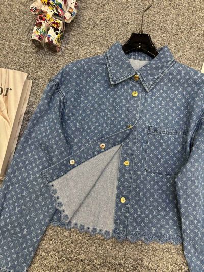 Louis Vuitton Lace Denim Jacket in Blue and Grey