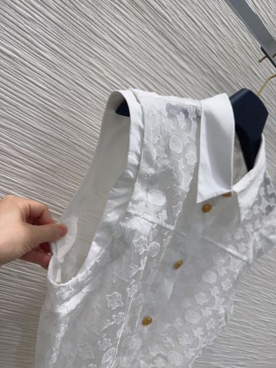 Louis Vuitton Lace Puff Sleeve Dress in White