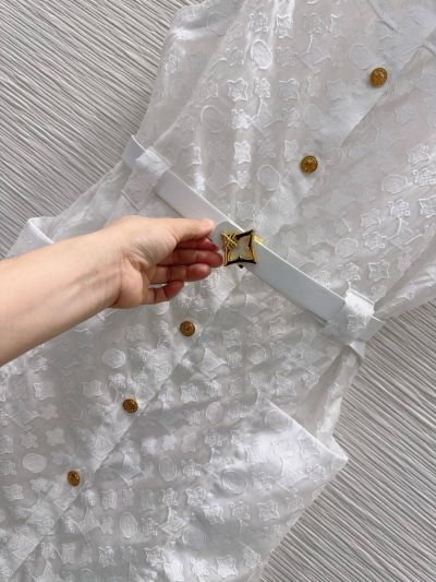 Louis Vuitton Lace Puff Sleeve Dress in White
