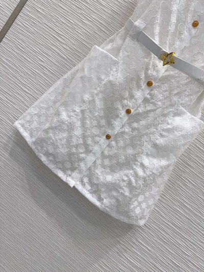 Louis Vuitton Lace Puff Sleeve Dress in White