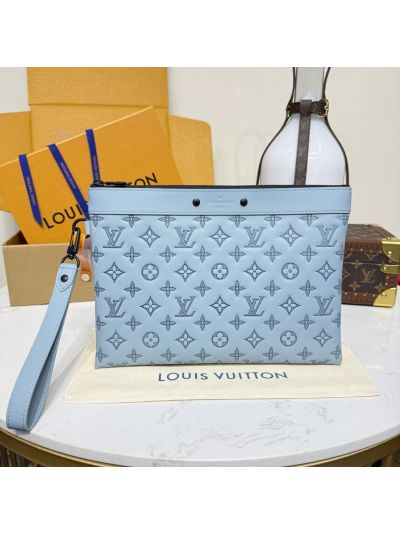 Louis Vuitton Light Blue Monogram Wristlet Pouch