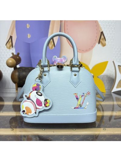 Louis Vuitton Light Blue Ribbed Graphic Dome Bag