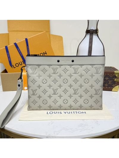 Louis Vuitton Light Gray Monogram Wristlet Pouch