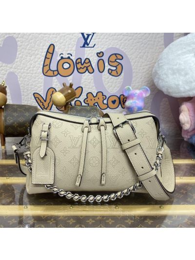 Louis Vuitton Light Gray Perforated Monogram Chain Shoulder Bag