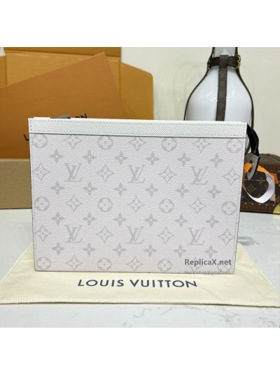 Louis Vuitton Light Grey Monogram Zip Clutch