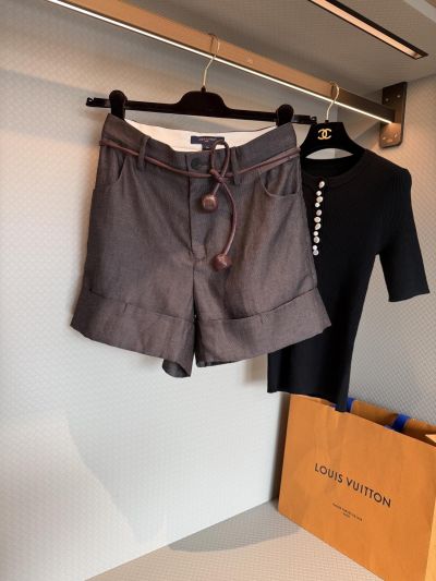 Louis Vuitton Linen Contrast-Trim Pants in Brown