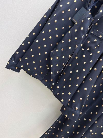 Louis Vuitton Long Sleeve Contrast-Trim Set in Navy