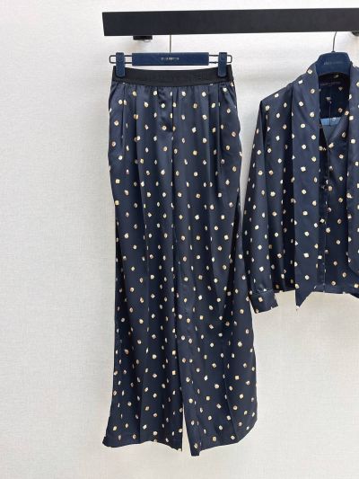 Louis Vuitton Long Sleeve Contrast-Trim Set in Navy