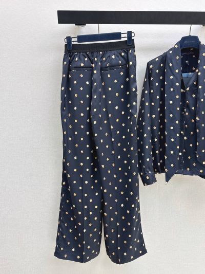 Louis Vuitton Long Sleeve Contrast-Trim Set in Navy