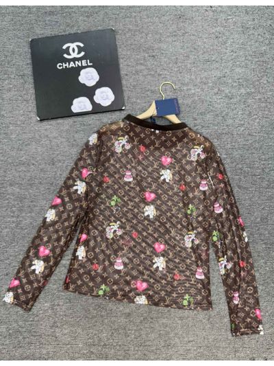 Louis Vuitton Long Sleeve Monogram T-Shirt in Multicolor