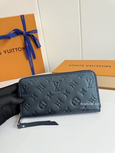 Louis Vuitton Metallic Blue Monogram Zip Wallet with Wrist Strap