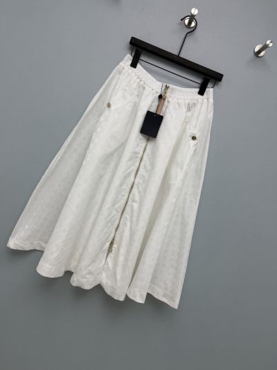 Louis Vuitton Monogram Pleated Skirt in White
