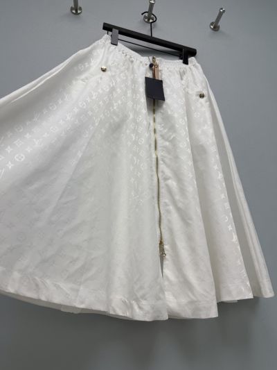 Louis Vuitton Monogram Pleated Skirt in White